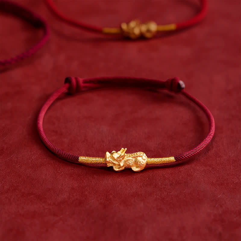 Buddha Stones Handmade Red String PiXiu Luck Bracelet