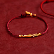 Buddha Stones Hand-Woven Red String Koi Fish Copper Coin Success Bracelet