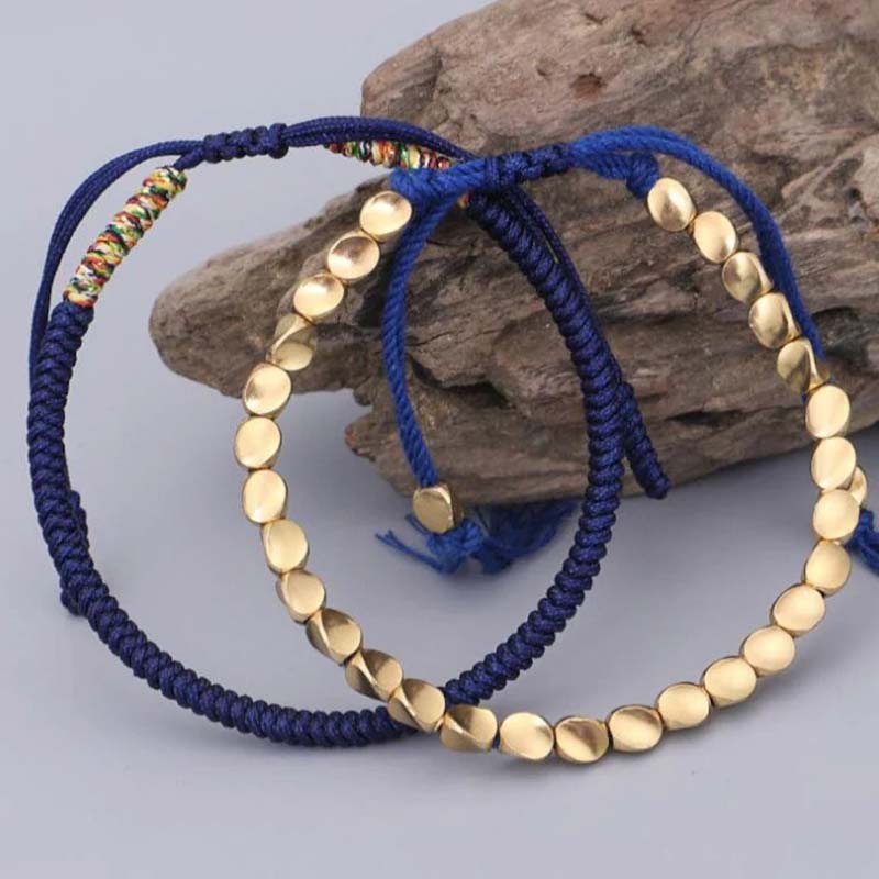 EverestArtStudios 3 PCS Tibetan Copper Beads Healing Protection Luck Bracelet Set