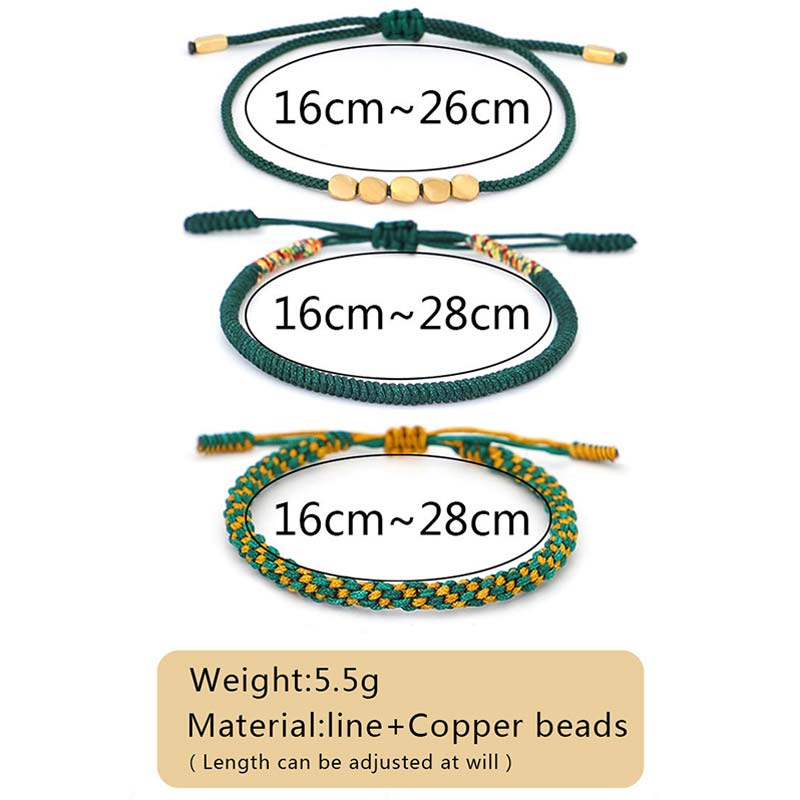 EverestArtStudios 3 PCS Tibetan Copper Beads Healing Protection Luck Bracelet Set