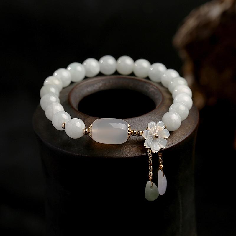 EverestArtStudios Natural White Jade Luck Bracelet