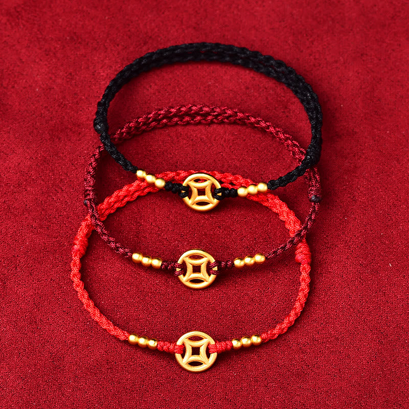 EverestArtstudios Copper Coin Strength Braided String Bracelet Anklet