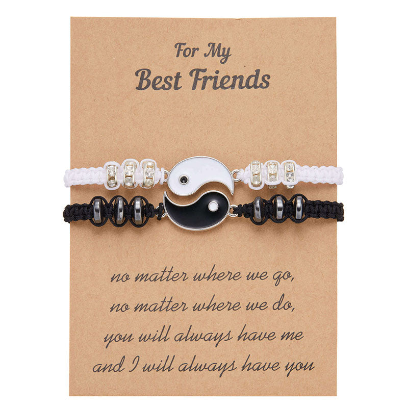 EverestArtStudios 2pcs Yin Yang Hematite Couple Bracelet