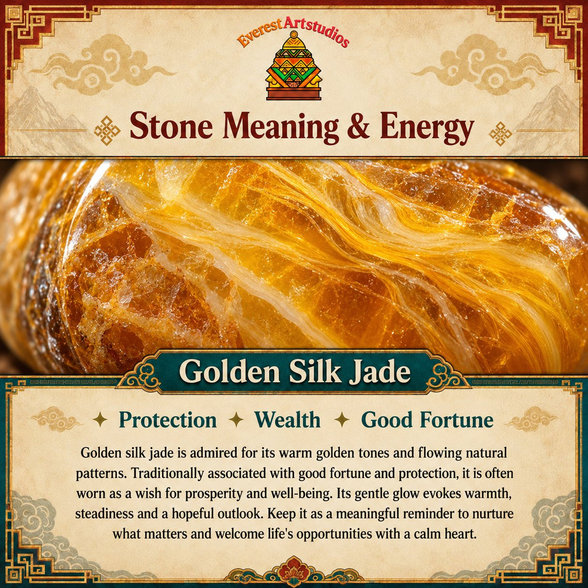 EverestArtstudios Golden Silk Jade Meaning & Energy
