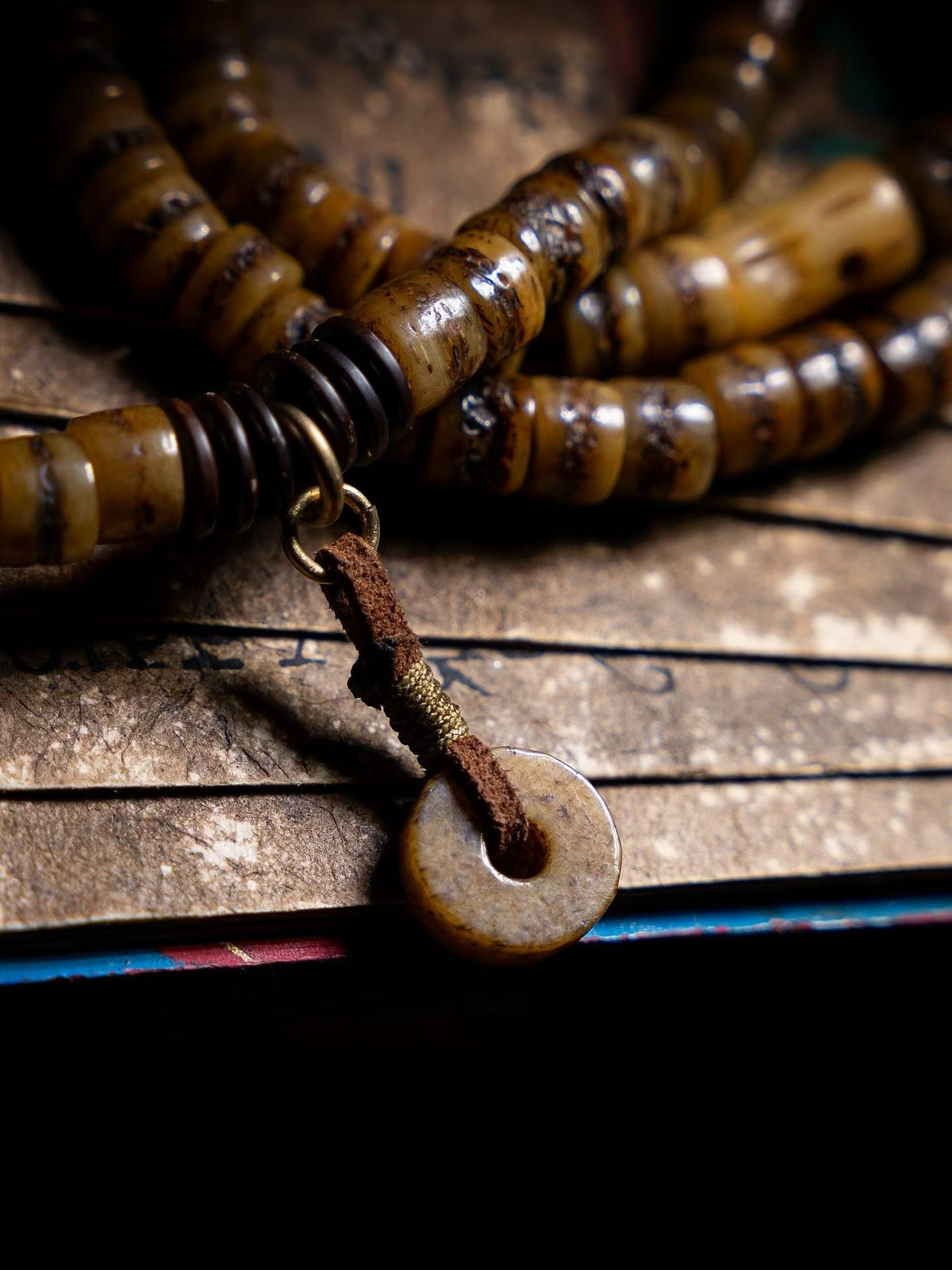 Everest Tibetan Style 108 Bead Mala Necklace, Deer Antler & Coconut Shell Prayer Beads, Meditation Mala, Himalayan Inspired Spiritual Jewelry