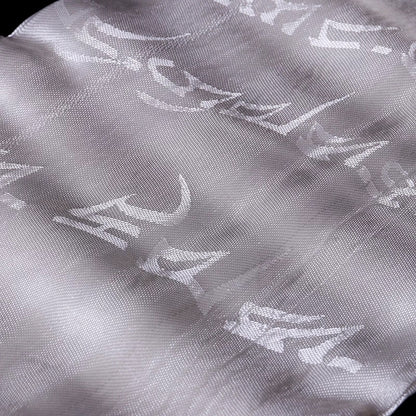 White Silk Tibetan Khata Scarf – Eight Auspicious Symbols, 290 cm × 59 cm (114” × 23”)
