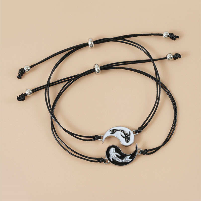 EverestArtStudios 2pcs Yin Yang Hematite Couple Bracelet