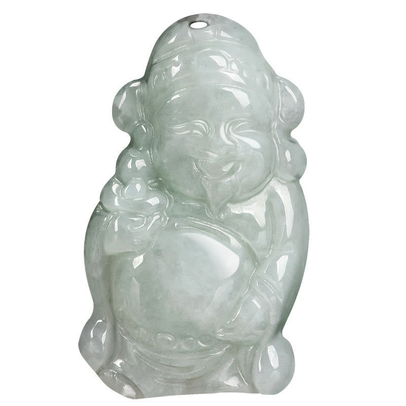 EverestArtstudios Natural Jade Chinese God of Wealth Caishen Ingot Luck Necklace Pendant