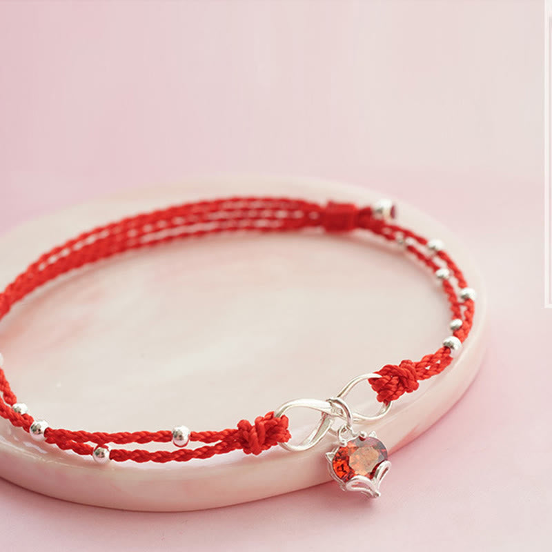 EverestArtstudios Love Heart Infinity Symbol Braided String Anklet