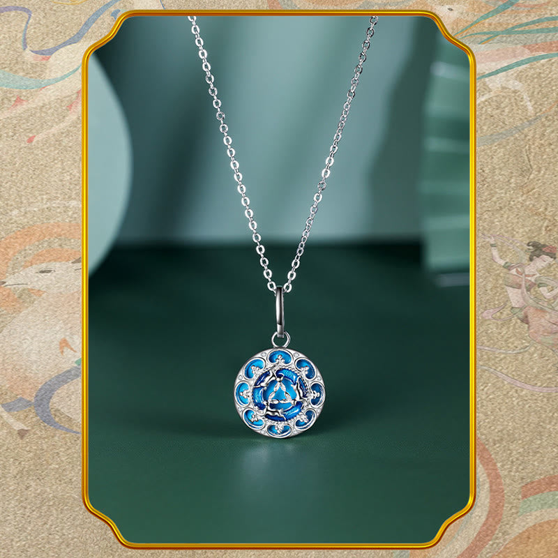 EverestArtStudios 925 Sterling Silver Round Turquoise Three Rabbits Balance Necklace Pendant