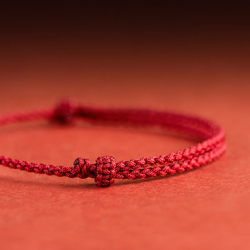 EverestArtstudios 925 Sterling Silver Good Fortune Fu Character Agate Pearl Red String Braid Bracelet