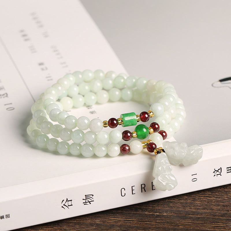 Buddha Stones Natural Jade Pixiu Gourd Abundance Bracelet