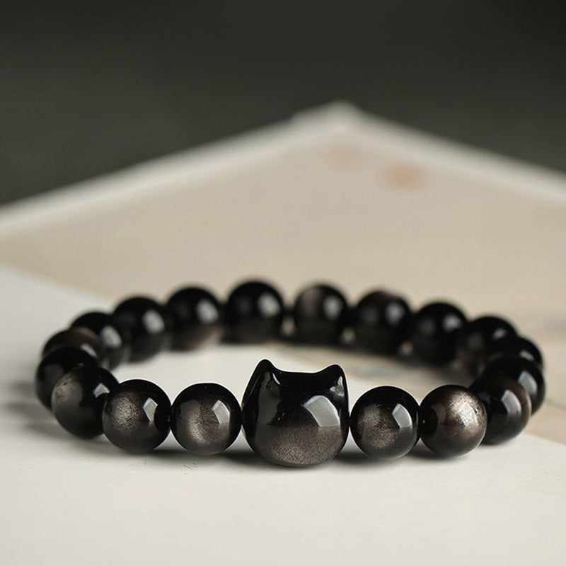 Buddha Stones "All the best for Luck and Confidence" Lovely Cat Bracelet Includes Gift Message Card