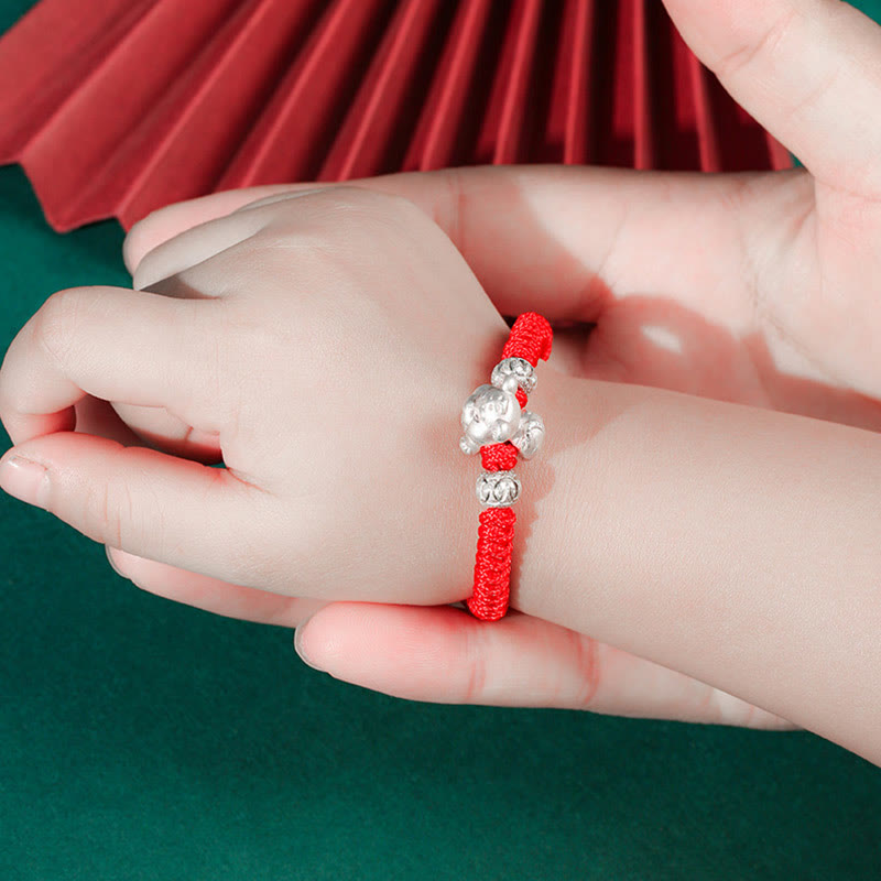 EverestArtstudios 999 Sterling Silver Chinese Zodiac Red Rope Luck Handcrafted Kids Bracelet