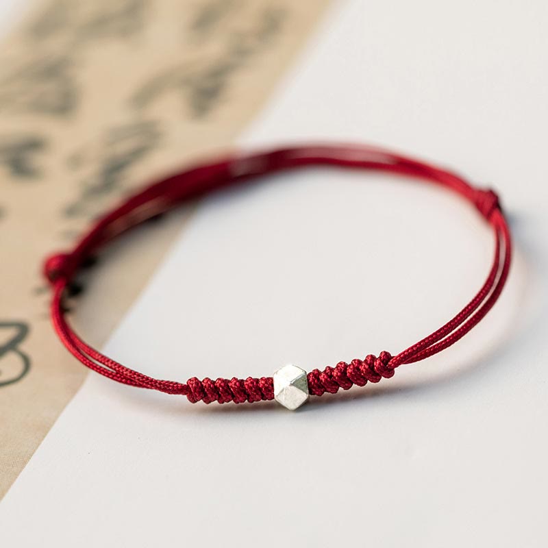 EverestArtstudios 925 Sterling Silver Luck Bead Protection Red String Thin Cord Braided Bracelet