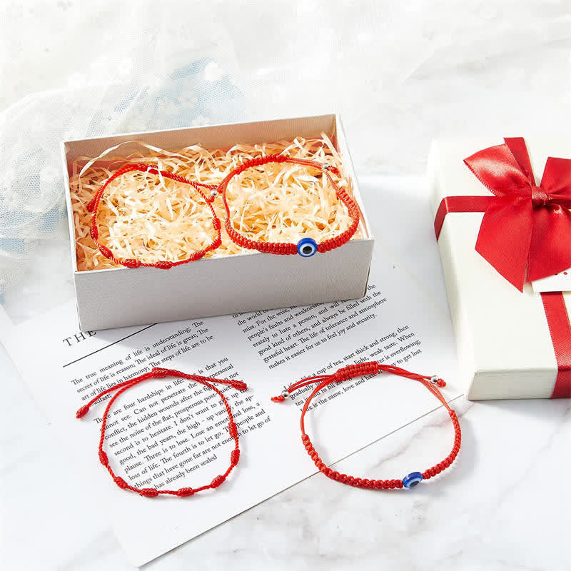 EverestArtstudios 4Pcs Evil Eye Seven Knot Red String Protection Bracelet