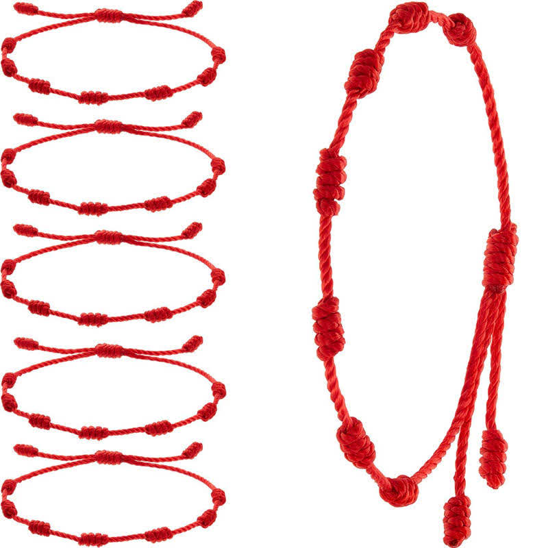 EverestArtstudios 4Pcs Evil Eye Seven Knot Red String Protection Bracelet