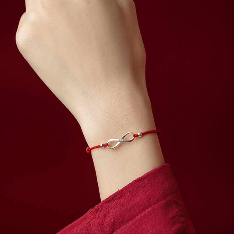 EverestArtstudios 925 Sterling Silver Endless Knot Protection Luck Red String Bracelet Anklet