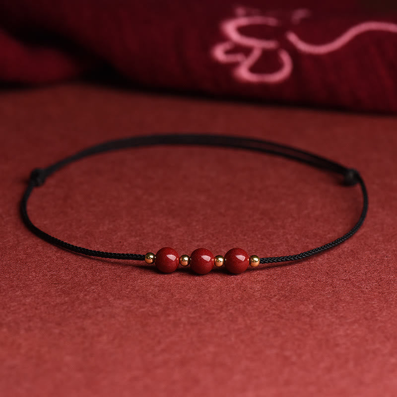 EverestArtstudios Natural Lucky Cinnabar Bead Blessing String Bracelet Anklet