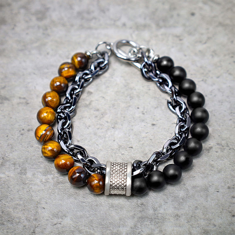 EverestArtStudios Natural Tiger Eye Lazurite Lapis Lazuli Protection Bracelet