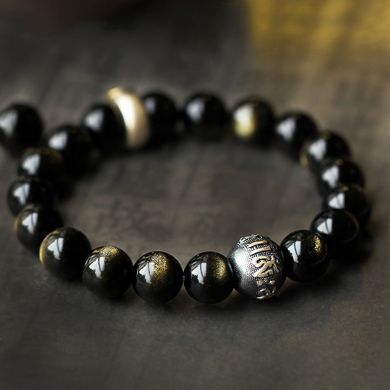Buddha Stones Chinese Zodiac Obsidian Purification Bracelet