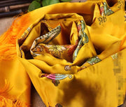 Khata tibétaine jaune aux huit symboles