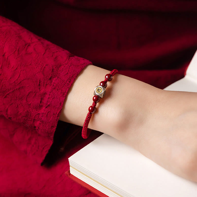 Buddha Stones 925 Sterling Silver Chinese Zodiac Cinnabar Calm Bracelet