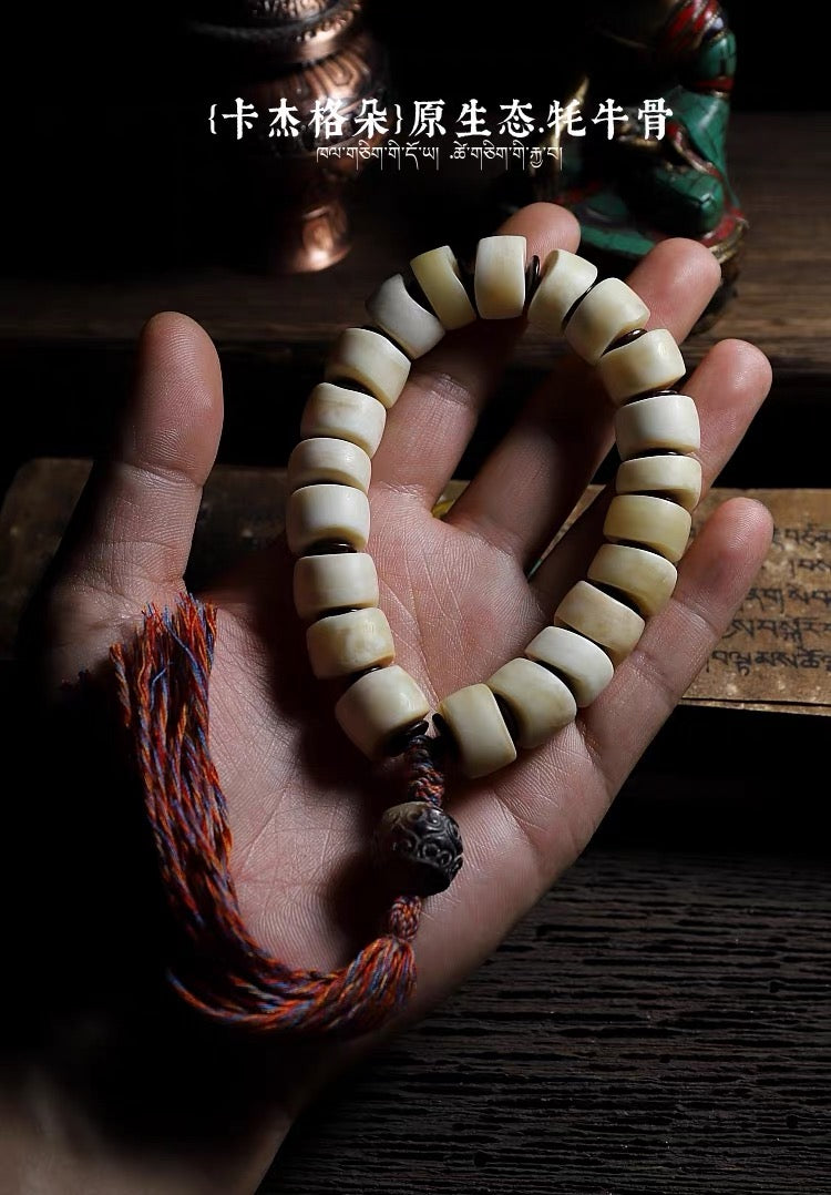EverestArtStudios Natural Yak Bone Bracelet – Tibetan Style Bone Bead Bracelet – Organic Freeform Mala Bracelet – Handmade Unisex Spiritual Jewelry – Meditation Gift