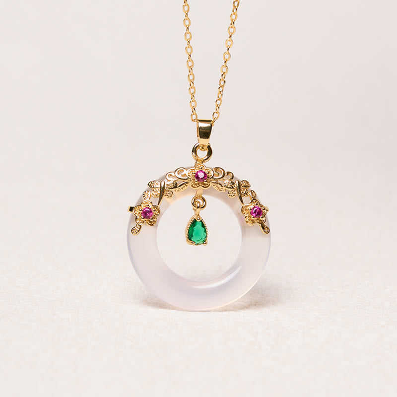 EverestArtstudios Green Chalcedony Peace Buckle Design Strength Necklace Pendant
