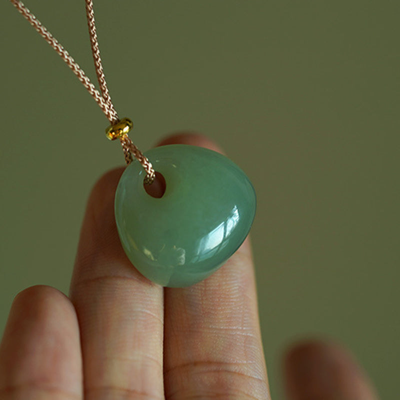 Buddha Stones Natural Jade Luck Prosperity Necklace Pendant
