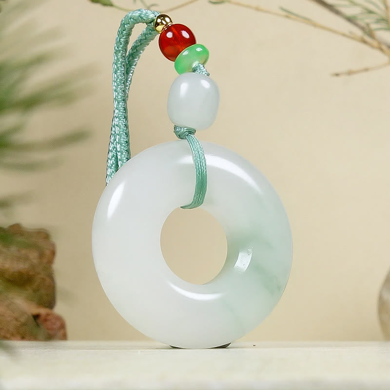 EverestArtstudios Natural Jade Peace Buckle Prosperity Necklace Pendant