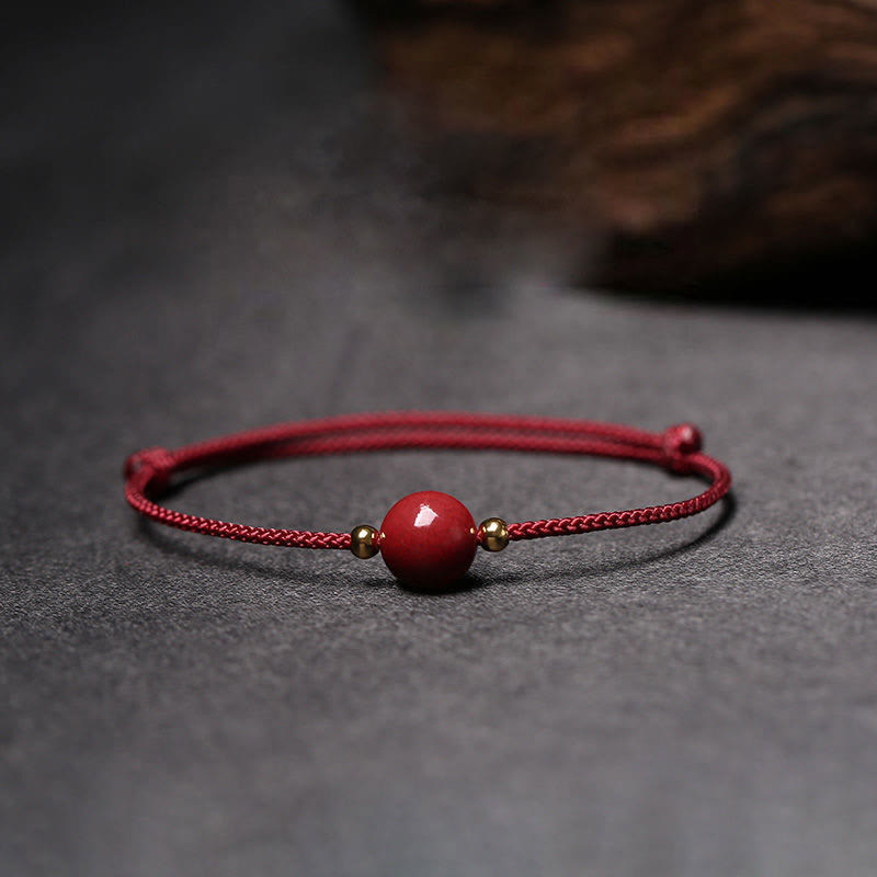 EverestArtstudios Natural Lucky Cinnabar Bead Blessing String Bracelet Anklet
