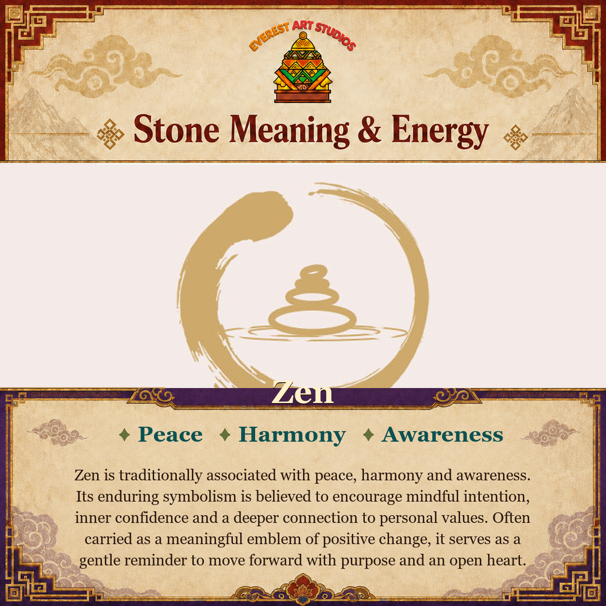 Everest Art Studios Zen stone meaning and energy