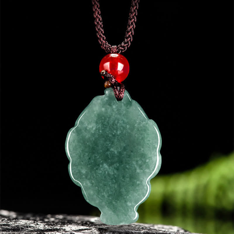 EverestArtstudios Natural Green Jade Nine Tailed Fox Luck Necklace Pendant