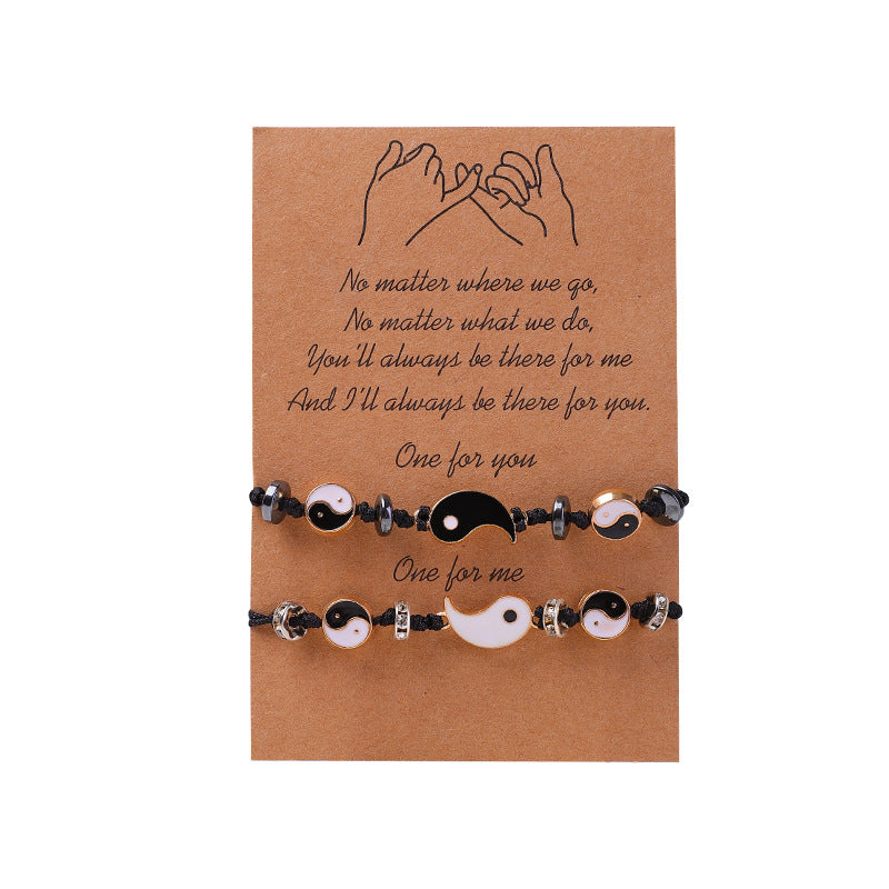EverestArtStudios 2pcs Yin Yang Hematite Couple Bracelet