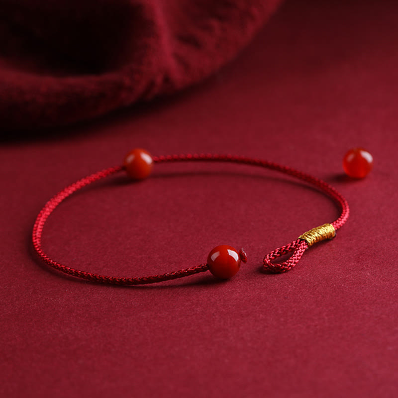 EverestArtstudios Natural Cinnabar Red Agate Blessing Red String Bracelet