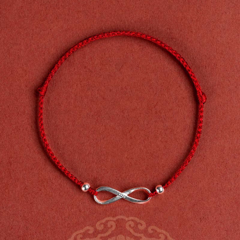 EverestArtstudios 925 Sterling Silver Endless Knot Protection Luck Red String Bracelet Anklet