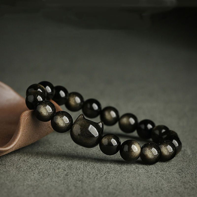 Buddha Stones "All the best for Luck and Confidence" Lovely Cat Bracelet Includes Gift Message Card