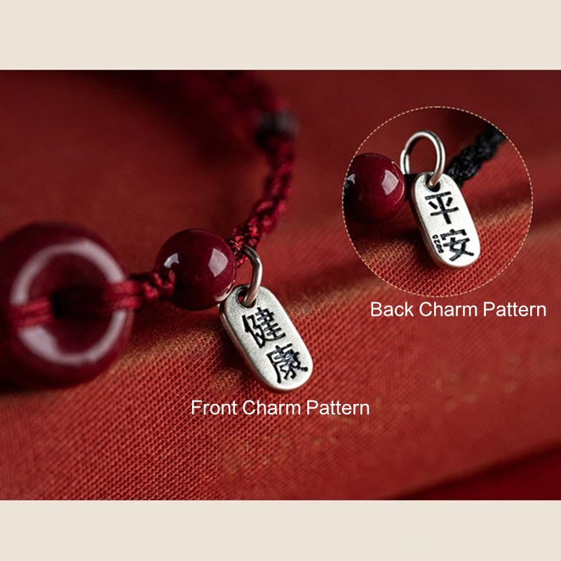 EverestArtStudios Handmade Cinnabar Peace Buckle Safe and Healthy Charm Blessing String Bracelet Anklet