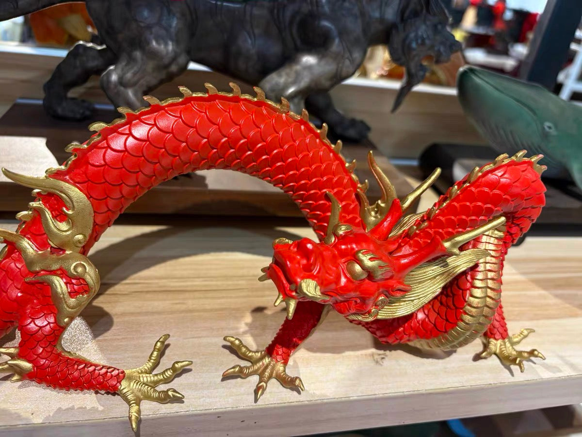 EverestArtStudios Multicolor Handcrafted Brass Dragon Statue: Tibetan Feng Shui Decor