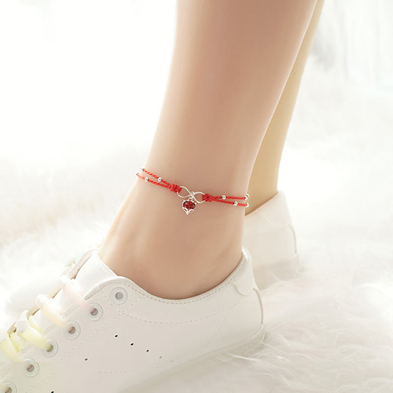 EverestArtstudios Love Heart Infinity Symbol Braided String Anklet