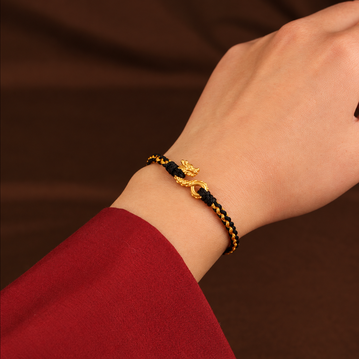 Pulsera Dragón auspicioso oro 24K