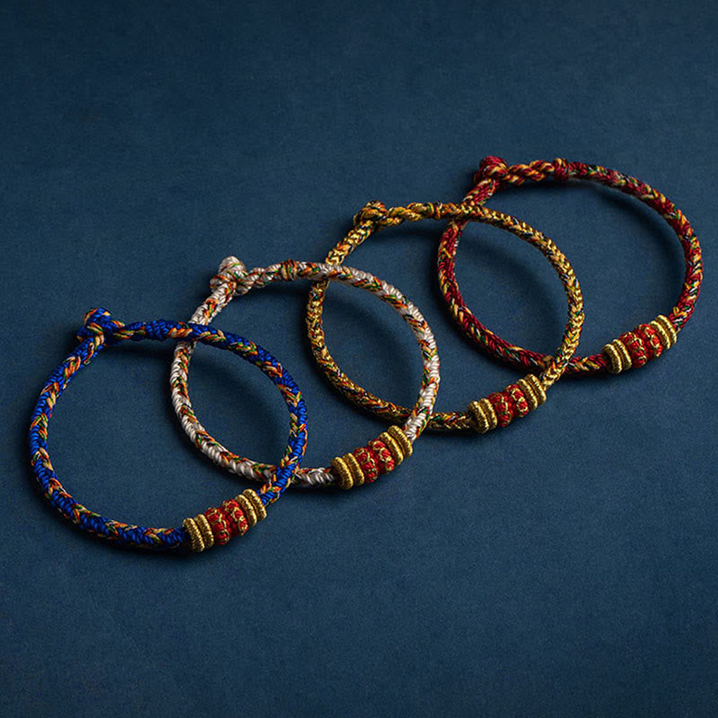 Buddha Stones Tibet Handmade Chinese Zodiac Luck Strength Braided String Bracelet