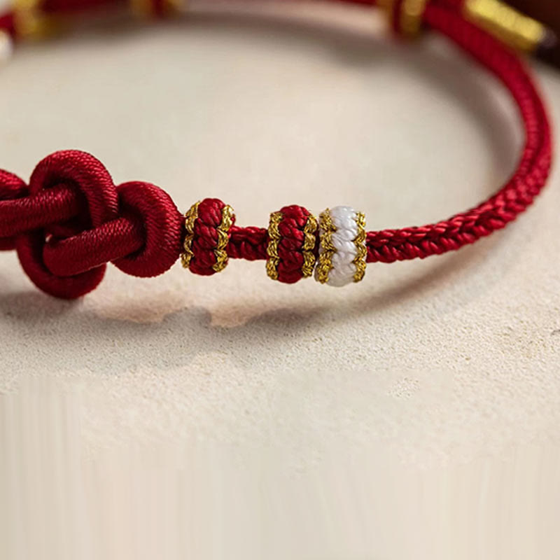 EverestArtstudios Handmade True Love Knot Peach Blossom Charm Luck Rope Bracelet