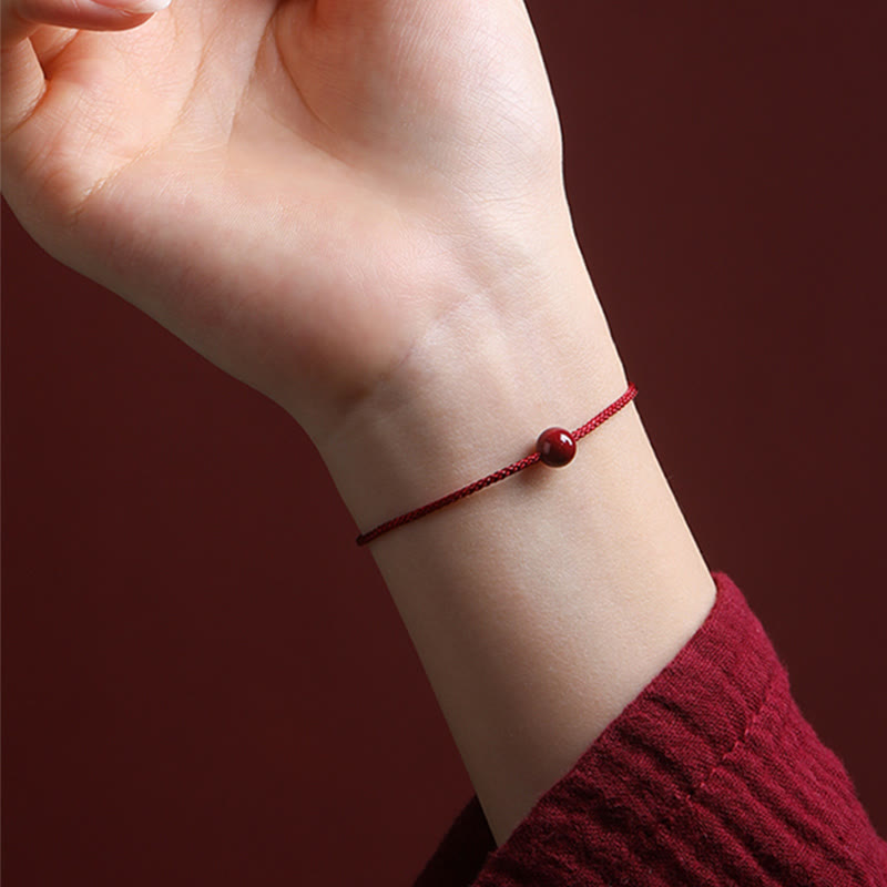 EverestArtstudios Natural Cinnabar Red Agate Blessing Red String Bracelet