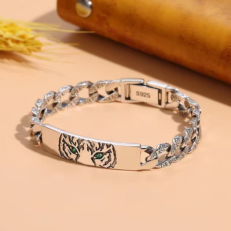 Buddha Stones Tiger Copper Luck Cuff Chain Bracelet