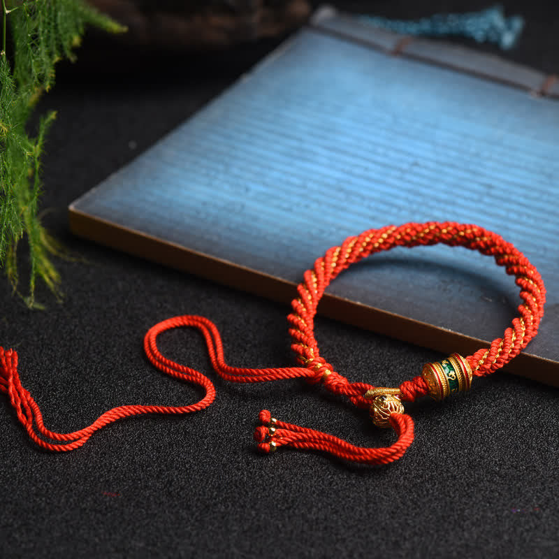 EverestArtstudios Tibetan Handmade Luck Prayer Wheel Bead Charm Weave Colorful String Bracelet