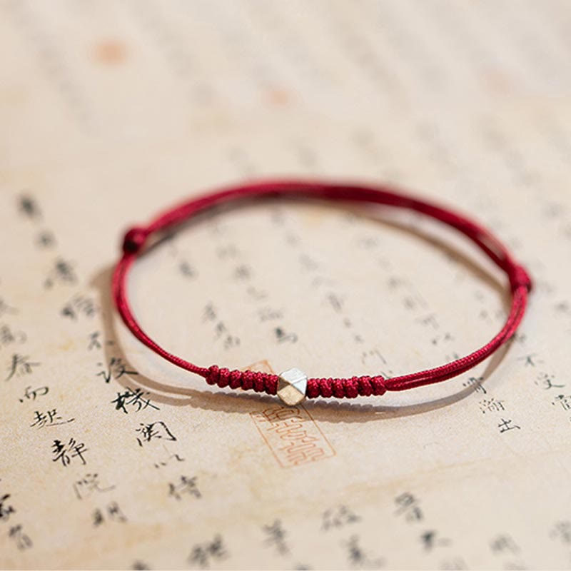 EverestArtstudios 925 Sterling Silver Luck Bead Protection Red String Thin Cord Braided Bracelet