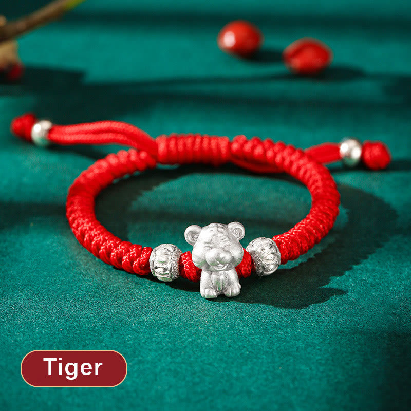 EverestArtstudios 999 Sterling Silver Chinese Zodiac Red Rope Luck Handcrafted Kids Bracelet