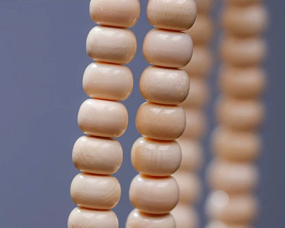 EverestArtStudios Natural Reclaimed Mammoth Ivory 108 Prayer Beads Bracelet & Mala Necklace, 8×6mm Handcrafted Buddhist Meditation Beads